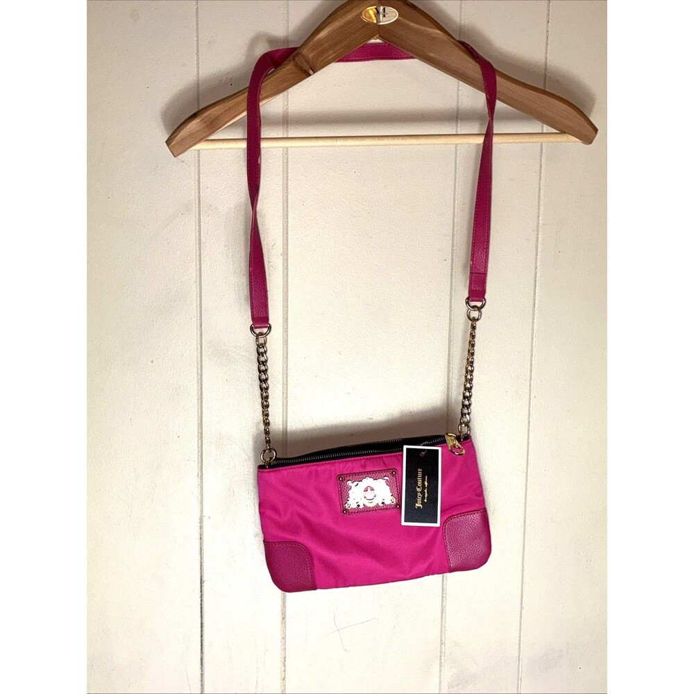Juicy Couture Louisa Nylon Crossbody Shoulder Bag - Hot Pink with Gold Chain NWT